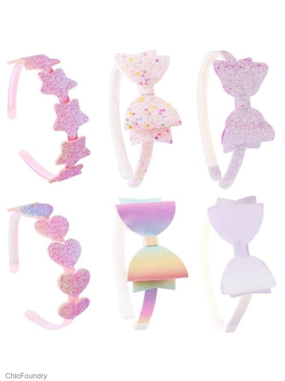 6 Pack Glitter Hair Headbands for Girls with Teeth